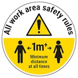 Work Area Rules - Keep 1m Distance Temporary Floor Sticker