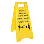 Please Queue Here And Keep Your Distance - 1M - Floor Stand