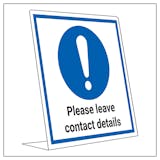 COVID-Secure Desk Sign - Please Leave Contact Details