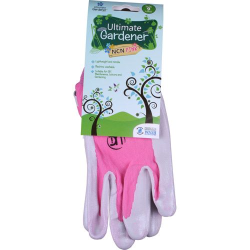 Pink or Green Ultimate Gardener NCN 740 Nitrile Palm Gardening Gloves 