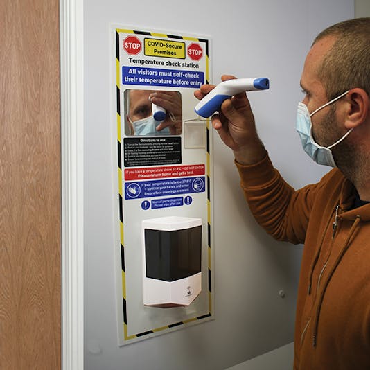 Temperature Check Station With Auto Dispenser