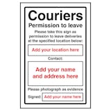 Couriers Permission To Leave - Write On Sign