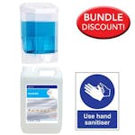 5L Alcohol Sanitiser, Manual Dispenser Kit + Free Sign