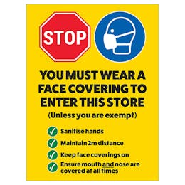 Stop - You Must Wear A Face Covering In Store