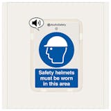 Safety Helmets Must Be Worn - Talking Safety Sign