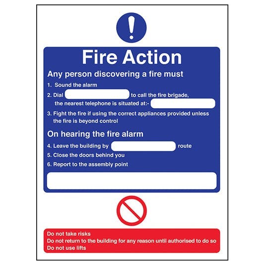 Fire Action Any Person Discovering A Fire/Nearest Telephone EcoFriendly Safety Signs