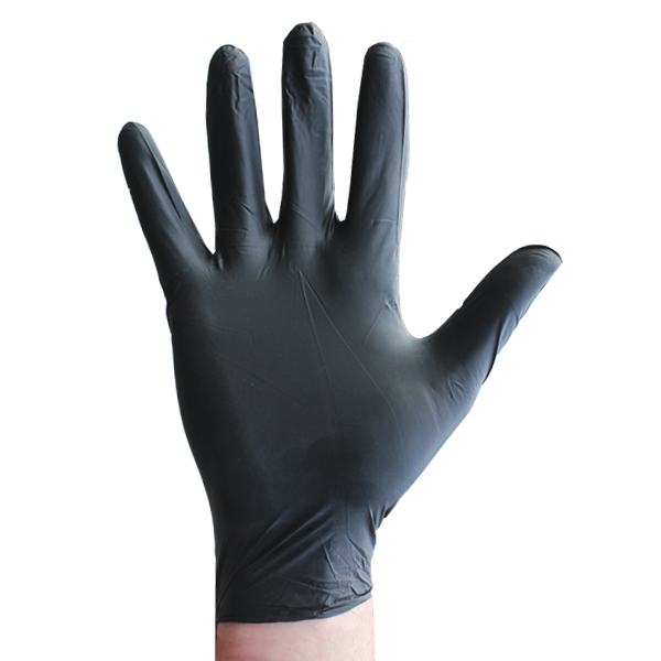 Black plastic shop gloves