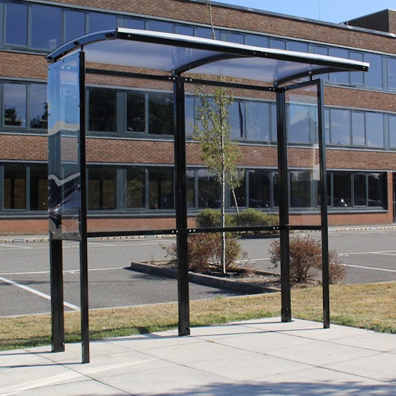 Curved Open Fronted Smoking Shelter - Clear Roof