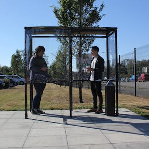 Curved 4-Sided Smoking Shelter - Aluminium Roof