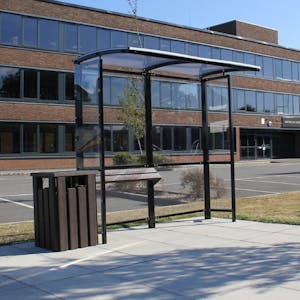 Curved Open Fronted Waiting Shelter - Clear Roof