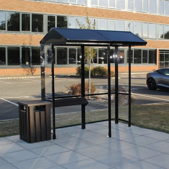 Apex Open Fronted Waiting Shelter - Aluminium Roof