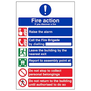 6 Point Fire Action Notice - Removable Vinyl