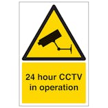 24 Hour CCTV In Operation - Portrait - Removable Vinyl