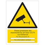 Monitored By 24 Hour CCTV - Portrait - Removable Vinyl