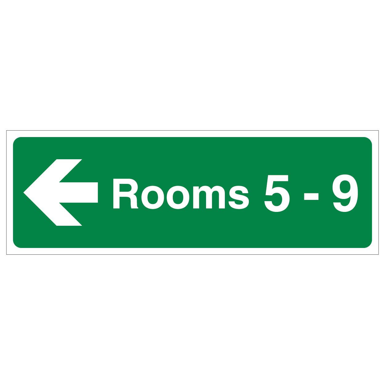 Rooms 5-9 Arrow Left | Wayfinding Sign | SafetySigns4Less