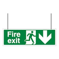 Double Sided Fire Exit Arrow Down