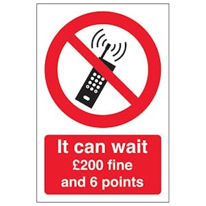 It Can Wait Mobile Phone £200 Fine And 6 Points - 5 pack