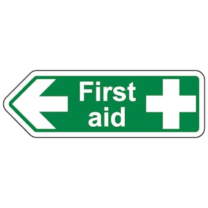 First Aid Arrow Left - Shaped Sign