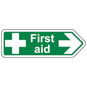 First Aid Arrow Right - Shaped Sign