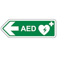 AED Arrow Left - Shaped Sign