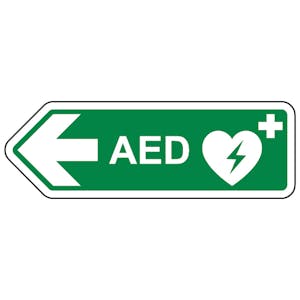 AED Arrow Left - Shaped Sign