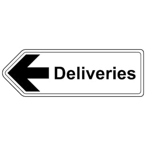 Deliveries Arrow Left - Shaped Sign