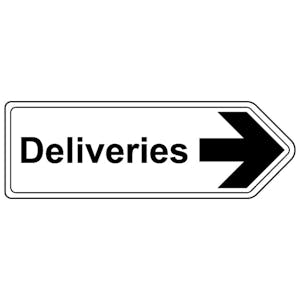 Deliveries Arrow Right - Shaped Sign