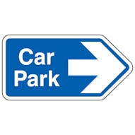 Car Park Arrow Right Blue - Shaped Sign