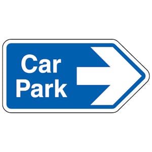 Car Park Arrow Right Blue - Shaped Sign