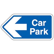 Car Park Arrow Left Blue - Shaped Sign