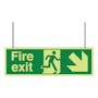 GITD Double Sided Hanging Fire Exit Arrow Down Left/Right 