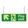 GITD Double Sided Hanging Fire Exit Arrow Up Left/Right
