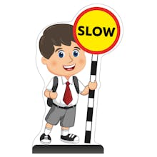 School Kid Cut Out Pavement Sign - Charlie - Slow