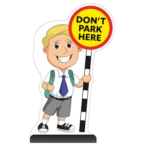 School Kid Cut Out Pavement Sign - Finn - Don't Park Here