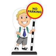 School Kid Cut Out Pavement Sign - Finn - No Parking