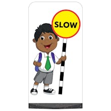 School Kid Flat Panel Pavement Sign - Kamal - Slow