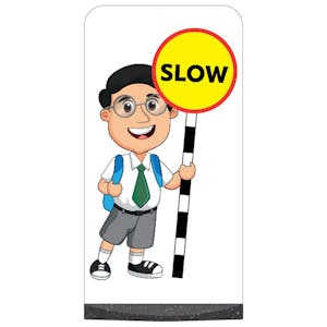 School Kid Flat Panel Pavement Sign - Liam - Slow