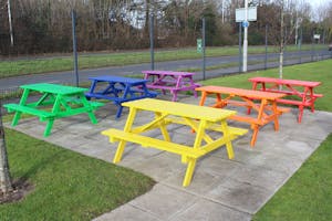 Painted A-Frame Wooden Picnic Tables