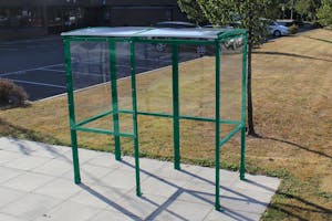Curved 4-Sided Smoking Shelter - Clear Roof