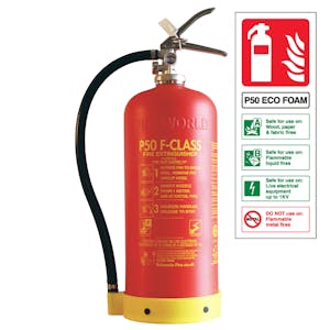 P50-F Class Ecodare F Foam Fire Extinguisher - 6L - Service Free - With a FREE Sign!