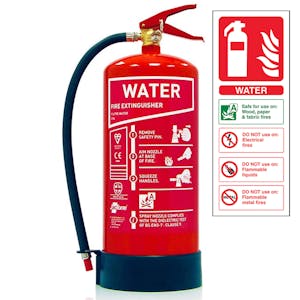 Stored Pressure Water Extinguisher - 9Ltr - Rating 21A - With a FREE Sign!