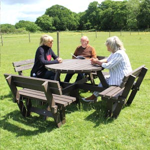 Round Picnic Table with Backrests