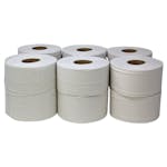 Mini Jumbo Toilet Rolls - 2ply - Flat Sheet - White 