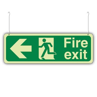 Photoluminescent Double Sided Fire Exit Arrow Left/Right - Hanging Sign