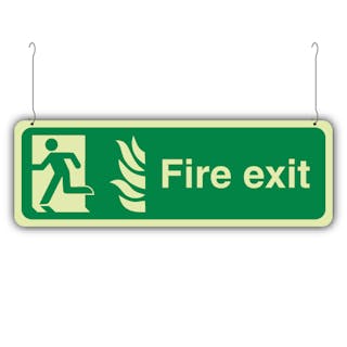 Photoluminescent Double Sided NHS Fire Exit - Left/Right  - Hanging Sign