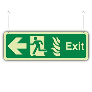 Photoluminescent Double Sided NHS Exit Arrow Left/Right - Hanging Sign