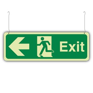 Photoluminescent Double Sided Exit Arrow Left/Right - Hanging Sign