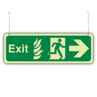 Photoluminescent Double Sided NHS Exit Arrow Left/Right - Hanging Sign