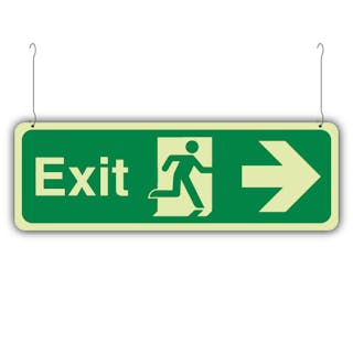 Photoluminescent Double Sided Exit Arrow Left/Right - Hanging Sign
