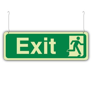 Photoluminescent Double Sided Exit - Hanging Sign